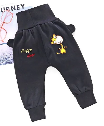 Kookie Kids Full Length Lounge Pant Giraffe Patch - Black