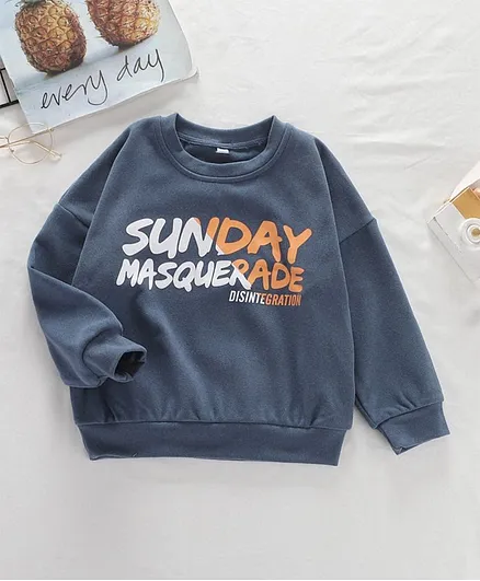 Kookie Kids Full Sleeves Sweatshirt Sunday Masquerade Print - Dark Blue