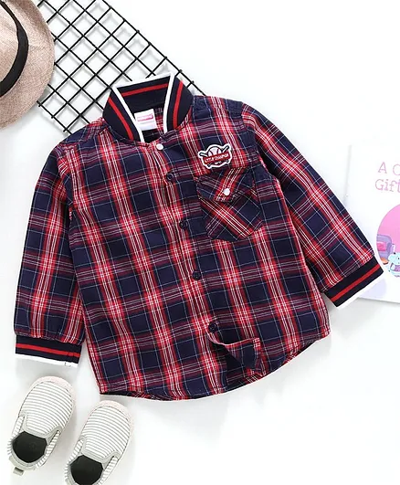 Babyhug Full Sleeves Checked Shirt - Navy