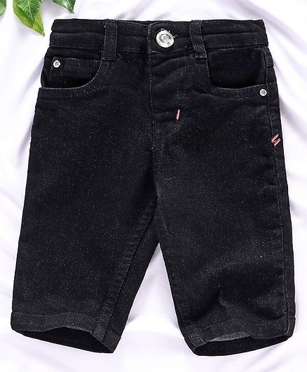 Rassha Solid Three Fourth Capri Jeans - Black