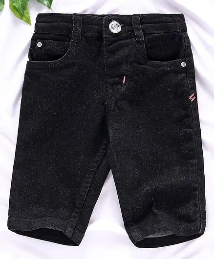 Rassha Solid Three Fourth Capri Jeans - Black