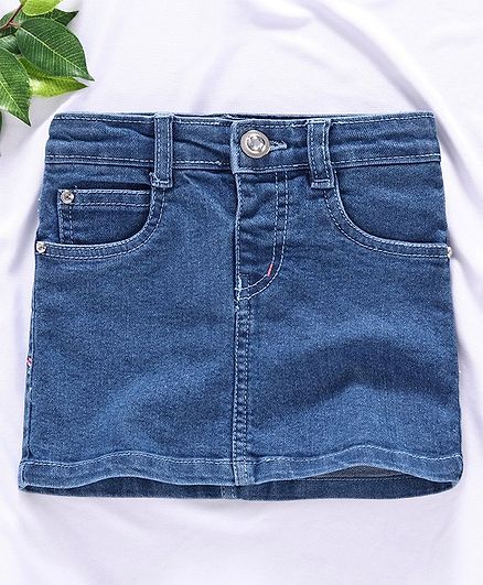 Rassha Solid Side Pocket Skirt - Medium Blue