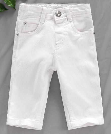 Rassha Solid Capri Jeans - White