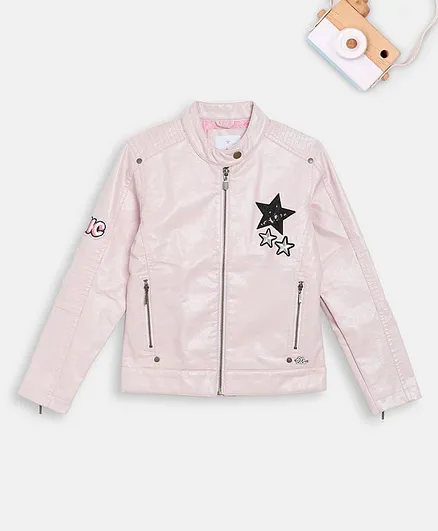 Elle Kids Full Sleeves Star Patch Jacket - Purple