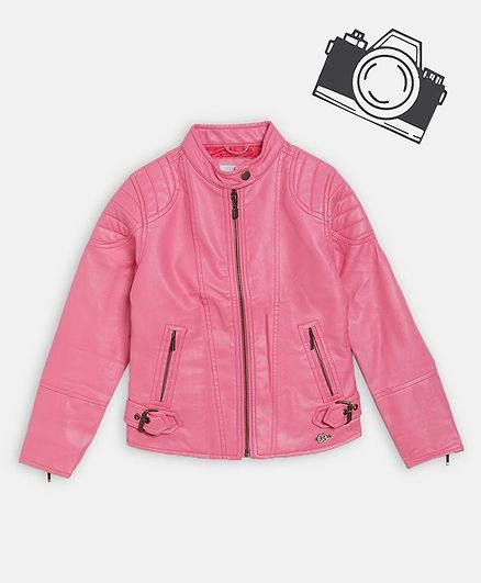 Elle Kids Full Sleeves Side Zip Pocket Jacket- Pink