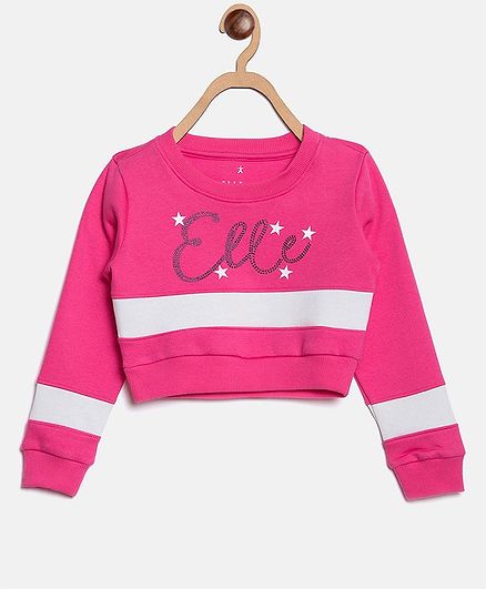 Elle Kids Full Sleeves Stars Printed Sweatshirt - Pink