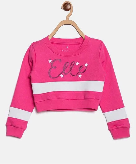 Elle Kids Full Sleeves Stars Printed Sweatshirt - Pink