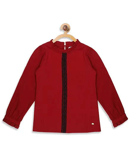 Elle Kids Full Sleeves Solid Top - Maroon