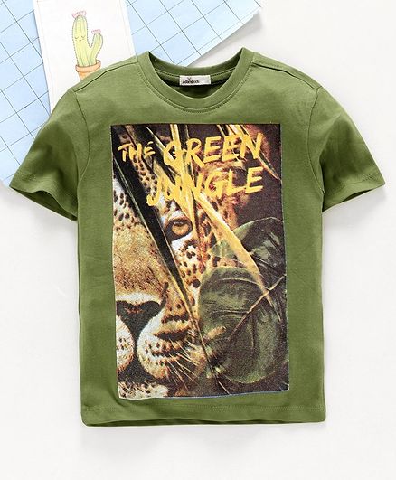 Adams Kids Half Sleeves Tiger Print Tee - Green