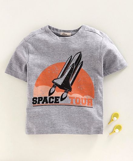 Adams Kids Half Sleeves Space Tour Print Tee - Grey