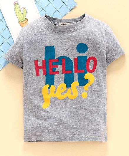 Adams Kids Half Sleeves Hello Yes Print Tee - Grey