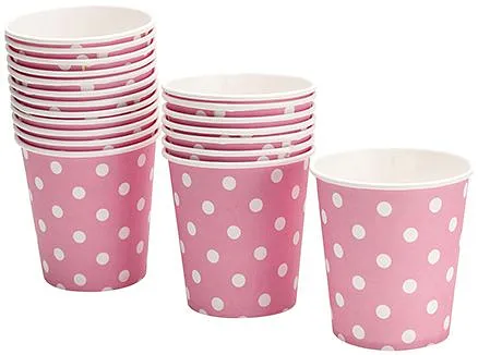 Karmallys Paper Cups with Pink Polka Dot Print - 200 ml