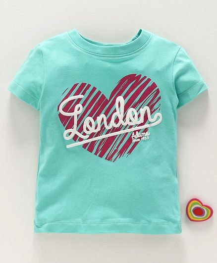 Adams Kids Half Sleeves Heart Print Tee - Blue