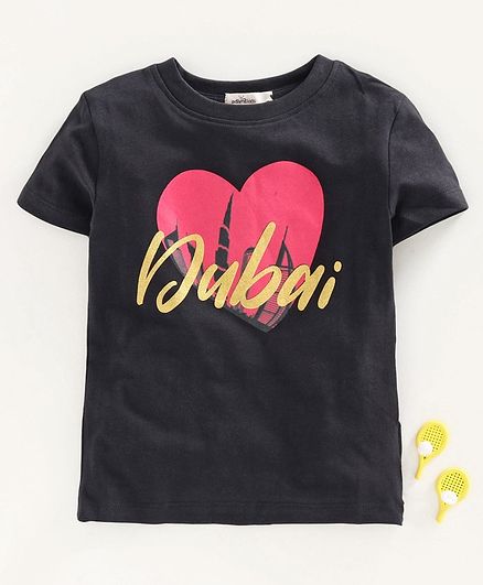 Adams Kids Half Sleeves Dubai Print Tee - Black