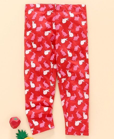 Adams Kids Bunny Print Leggings - Red