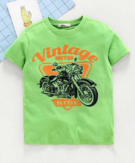 Adams Kids Half Sleeves Vintage Print Tee - Green