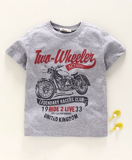 Adams Kids Half Sleeves Bike Print Tee - Grey
