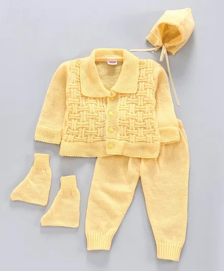 Babyhug 4 Piece Full Sleeves Sweater Set - Yellow