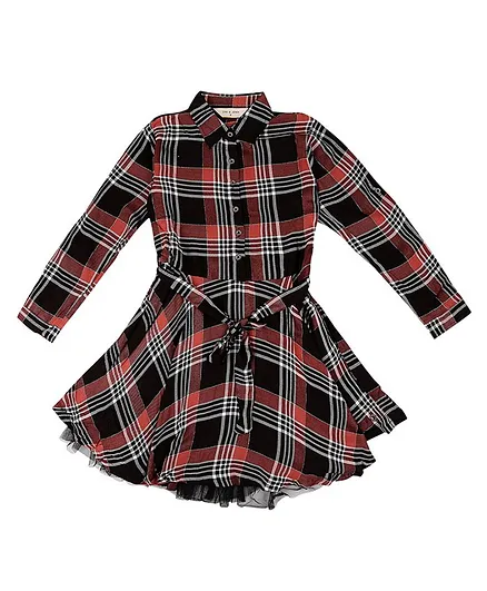 GINI & JONY Full Sleeves Checks Shirt Dress - Multicolor