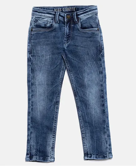 Blue Giraffe Solid Full Length Jeans - Blue