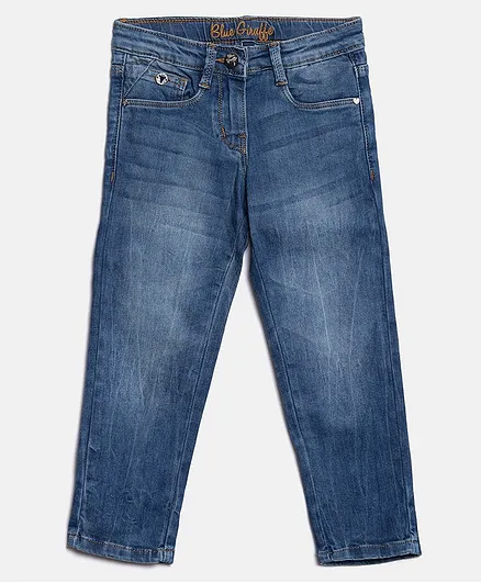 Blue Giraffe Solid Full Length Jeans - Blue