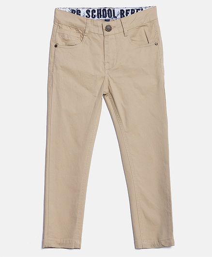 Blue Giraffe Solid Full Length Trouser - Beige