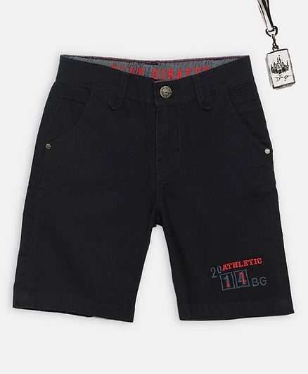 Blue Giraffe Athletic Embroidered Shorts - Navy Blue