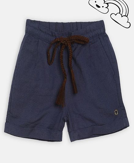 Blue Giraffe Solid Shorts - Navy Blue