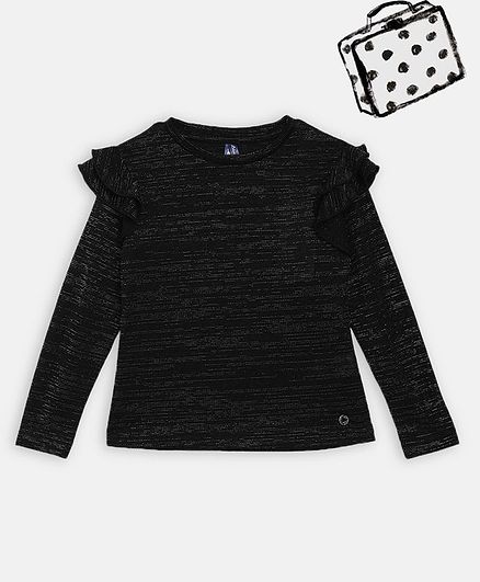Blue Giraffe Full Sleeves Solid Top - Black