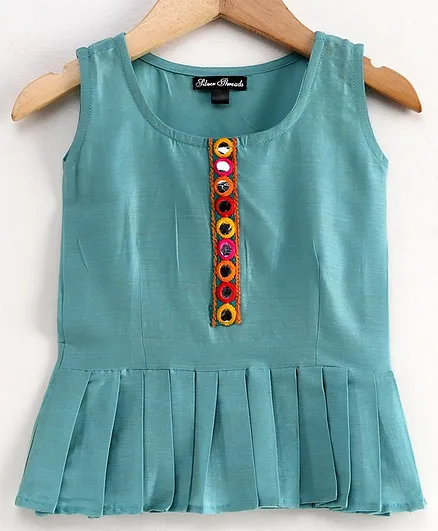 Silverthread Sleeveless Peplum Top - Blue