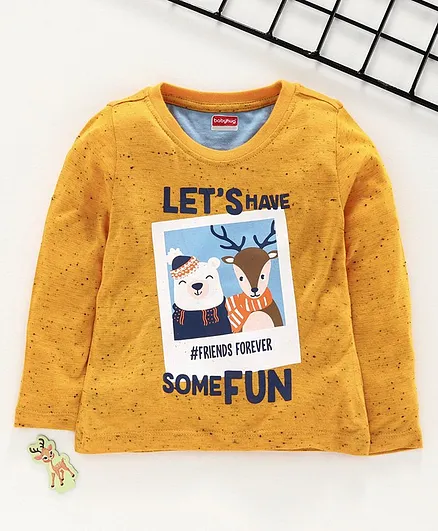 Babyhug Full Sleeves Tee Animal Print - Yellow