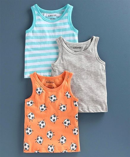 Babyoye Sleeveless Cotton Vest Pack of 3 - Multicolor