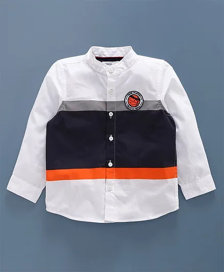 Babyoye Cotton Full Sleeves Shirt Ball Patch - White