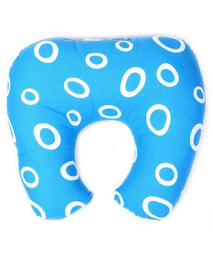 Babyhug Cotton Baby Pillow with Neck Support Circle Print - Blue