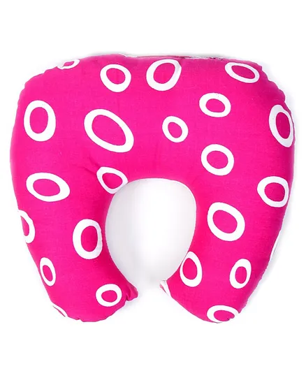 Babyhug Cotton Baby Pillow with Neck Support Circle Print - Pink