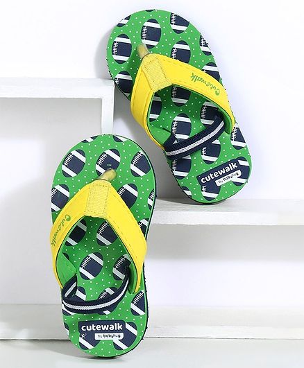 Cute Walk by Babyhug Flip Flops Ball Print - Green
