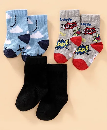 Mustang Ankle Length Socks Pack of 3 - Blue, Black & Grey