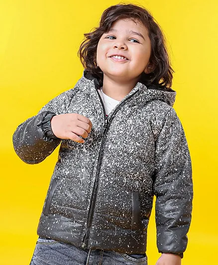 Babyhug Full Sleeves Hooded Padded Winter Jacket - Grey