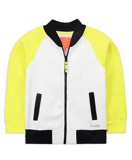 Cherry Crumble By Nitt Hyman Full Sleeves Dual Color Jacket - White & Yellow