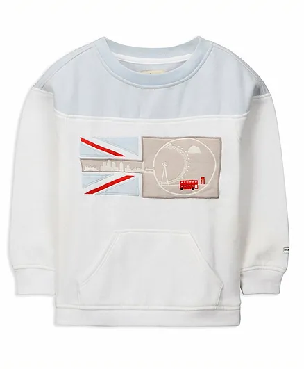 Cherry Crumble By Nitt Hyman Full Sleeves London Sweatshirt - White & Blue