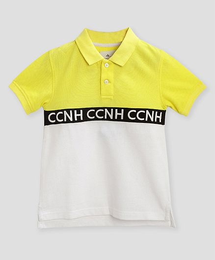 Cherry Crumble By Nitt Hyman Half Sleeves CCNH Embroidery Polo T-Shirt - Yellow & White