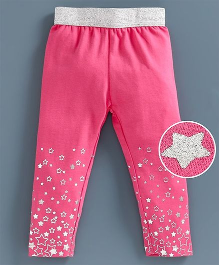 Babyoye Full Length Leggings Star Print - Hot Pink