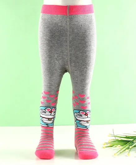 Bonjour Footed Tights Doraemon Design - Grey