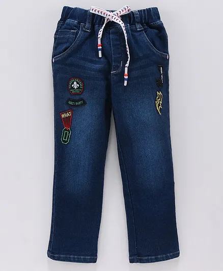 Actuel Denim Thunder Embroidered Full Length Joggers Pant - Blue