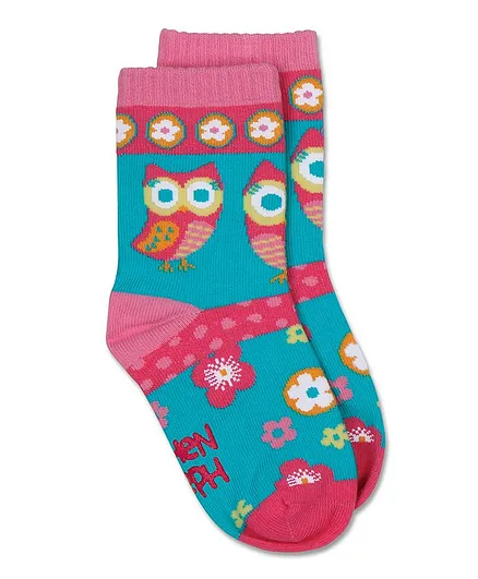 Stephen Joseph Owl Printed Socks - Turquoise