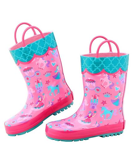 Stephen Joseph All Over Princess Print Ankle Length Rain Boots - Pink