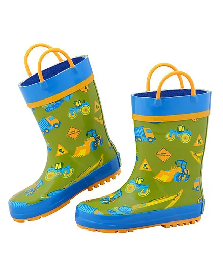 Stephen Joseph All Over Construction Theme Ankle Length Rain Boots - Green