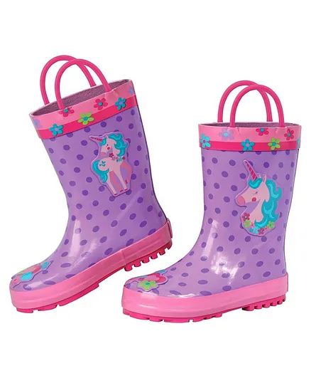 Stephen Joseph Unicorn Patch Detailing Ankle Length Rain Boots - Purple