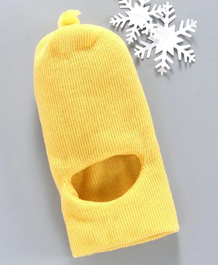 Babyhug Monkey Cap Pom Pom Detailing Yellow - Diameter 9.5 cm