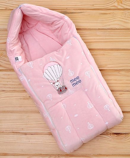 Mee Mee Hooded Carry Nest Rabbit with Balloon Patch - Pink